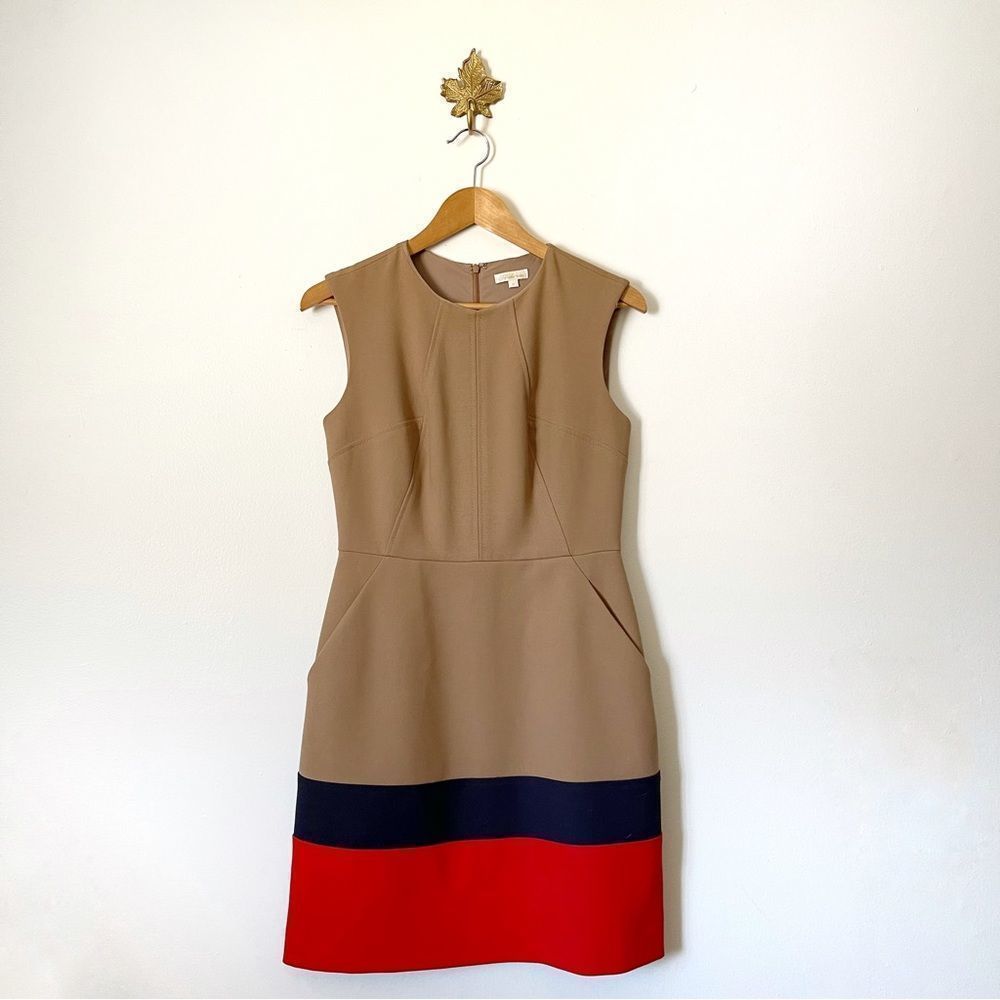 Shoshanna Tan, Navy, and Red Mini Dress